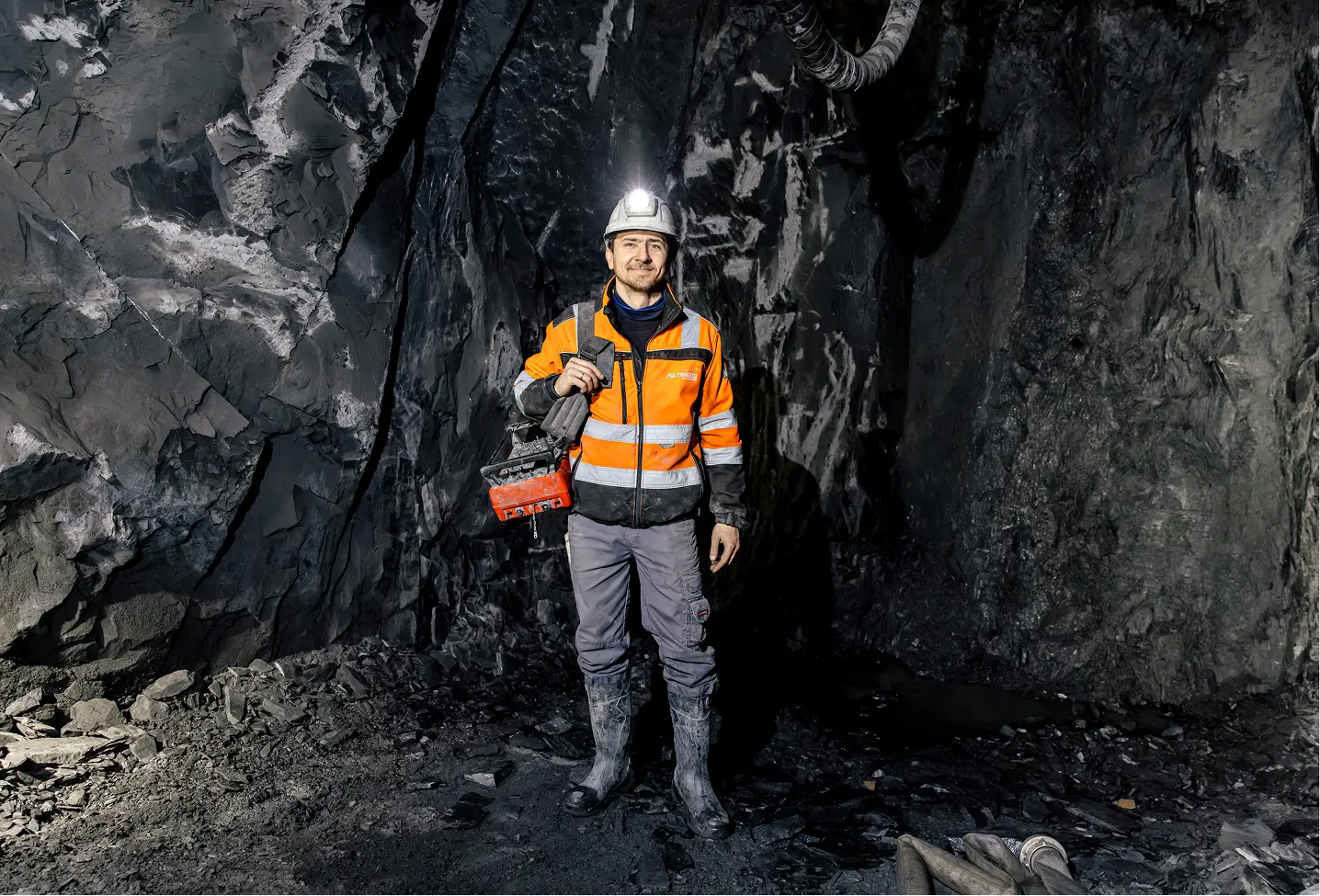 Workers in a slate quarry
