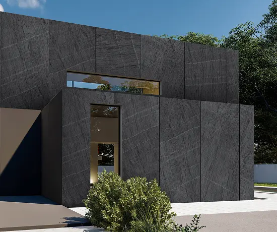 Veneo Slate installed outdoors on the side of a house