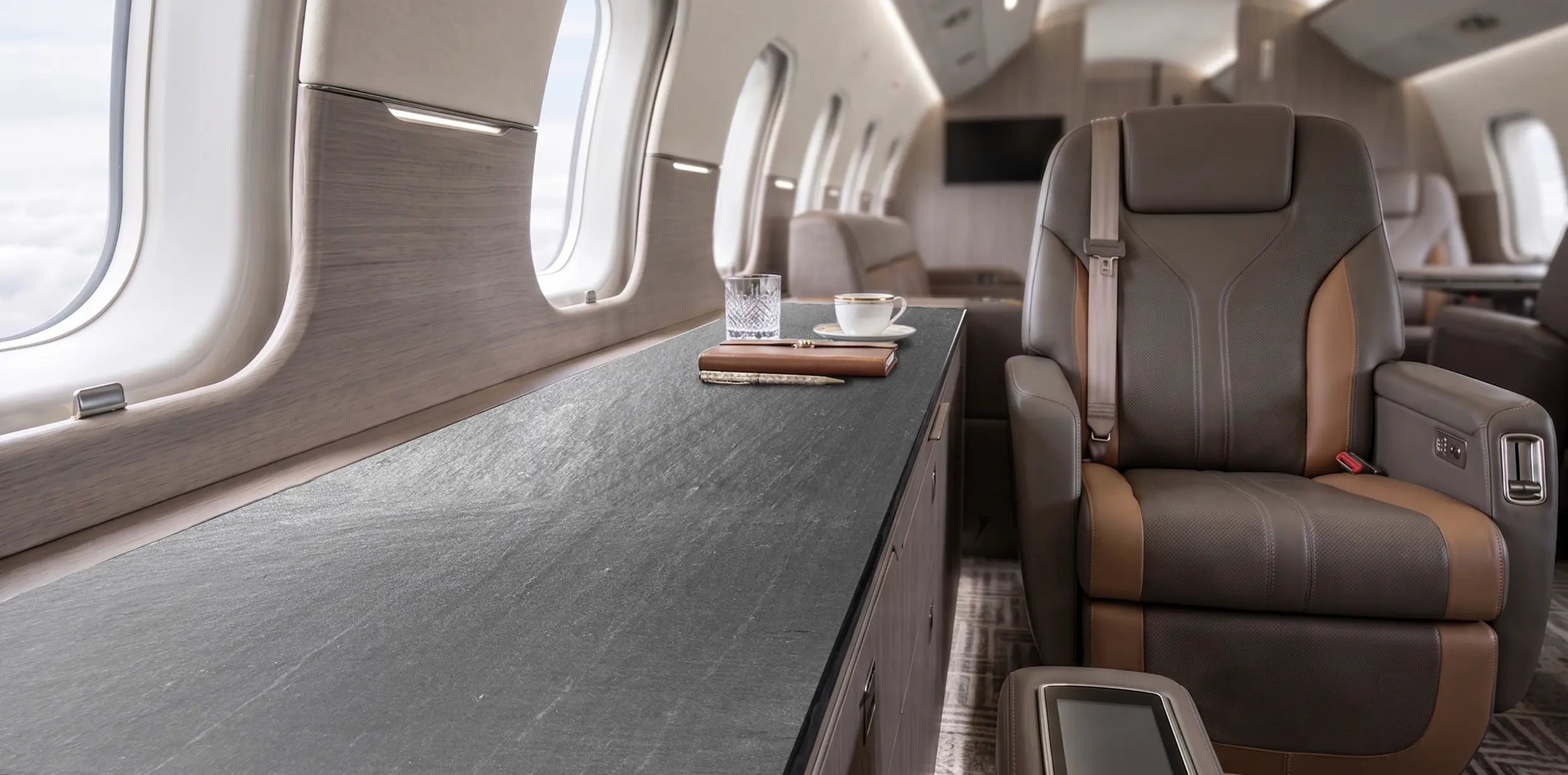 Veneo Slate finish in an aeroplane